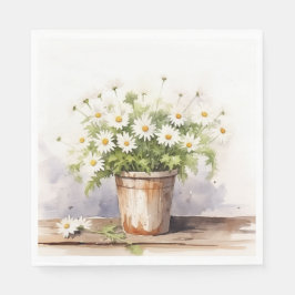 Servilleta De Papel Daisy Bouquet acuarela en la olla