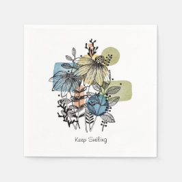 Servilleta De Papel Daisy Doodle En Tinta Y Acuarela