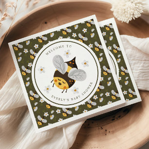 Servilleta De Papel Daisy Flor Abejorro Abeja Verde Baby Shower