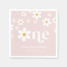 Servilleta De Papel Daisy floral 1º cumpleaños