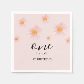 Servilleta De Papel Daisy floral 1st birthday napkins