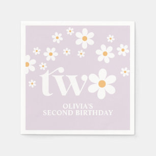 Servilleta De Papel Daisy floral toallas de 2º cumpleaños