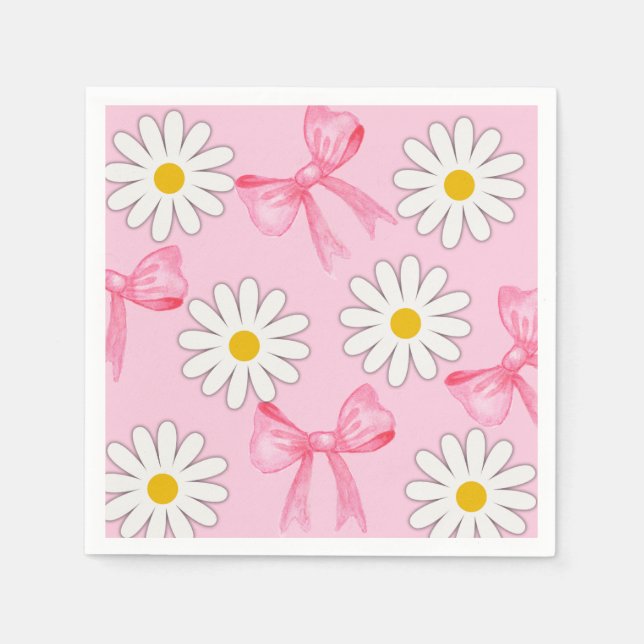 Servilleta De Papel Daisy Flower and Bow Napkin (Anverso)
