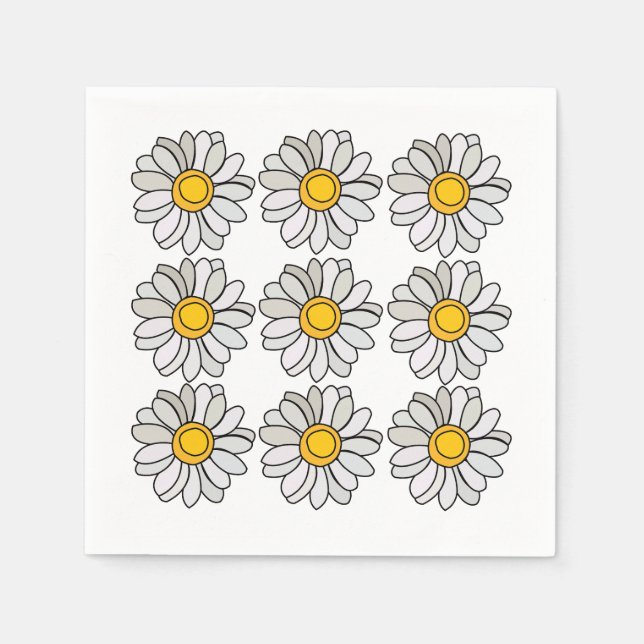 Servilleta De Papel Daisy Flower Floral Daisy Fiesta (Anverso)