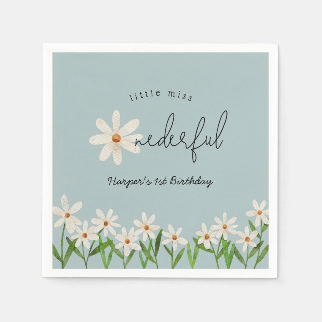Servilleta De Papel Daisy Primer cumpleaños Pequeña Miss Maravillosa (Anverso)