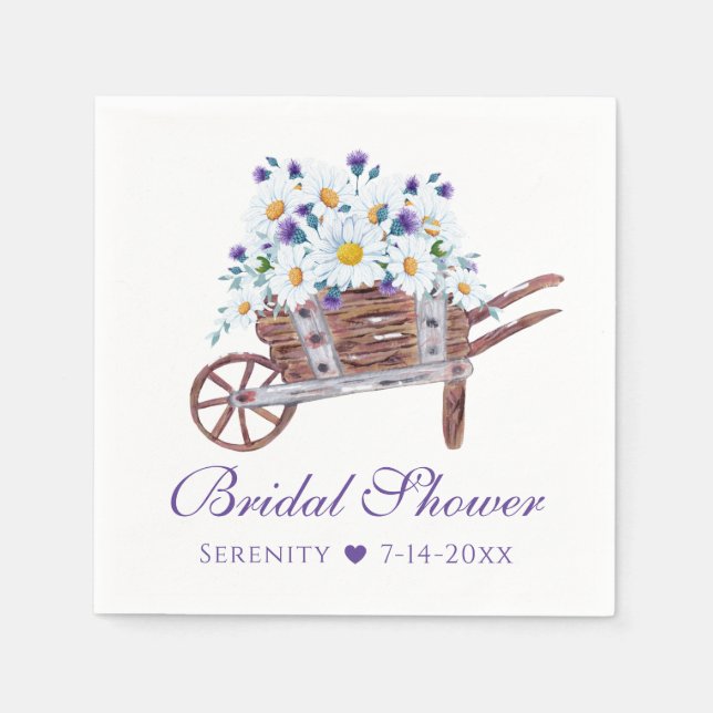 Servilleta De Papel Daisy Watercolor Floral Bridal Shower (Anverso)