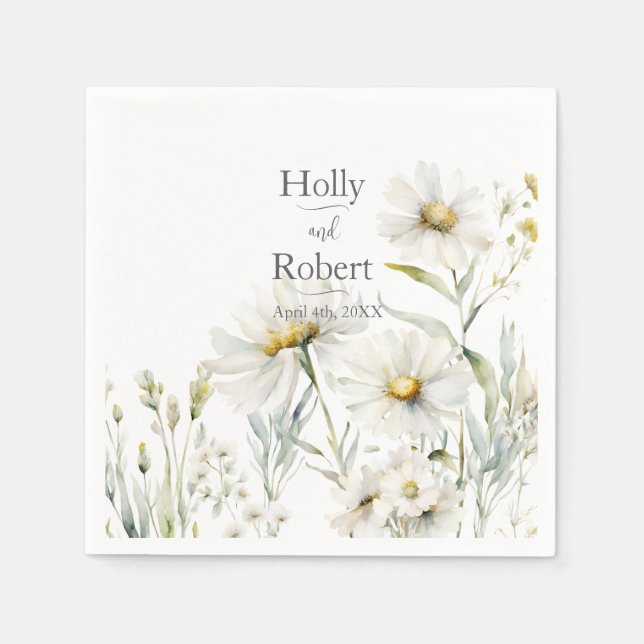 Servilleta De Papel Daisy Wildflower Boda (Anverso)