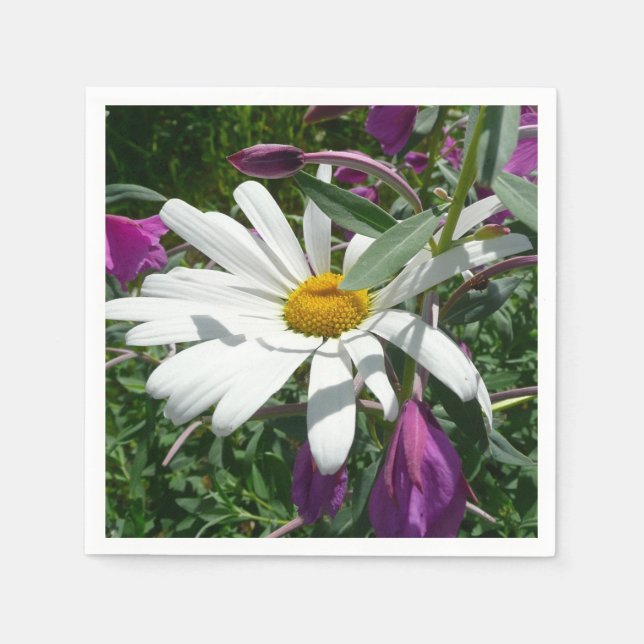 Servilleta De Papel Daisy y Fireweed Wildflower (Anverso)