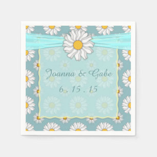 Servilleta De Papel Dalia Floral Bodas Amarillo Blanco Verde Acuario