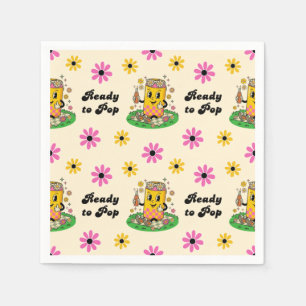 Servilleta De Papel Dalia Groovy Moderna Rosa Amarillo Está Lista para