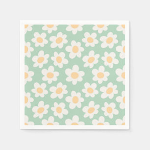 Servilleta De Papel Dalias estilo retro en flor en fondo verde