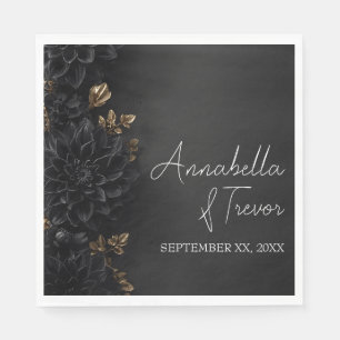 Servilleta De Papel Dalias Negras y Floral Moody Nombre Personalizado
