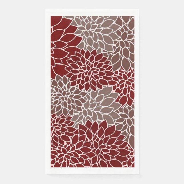 Servilleta De Papel Dalias rojas y plateadas (Anverso)
