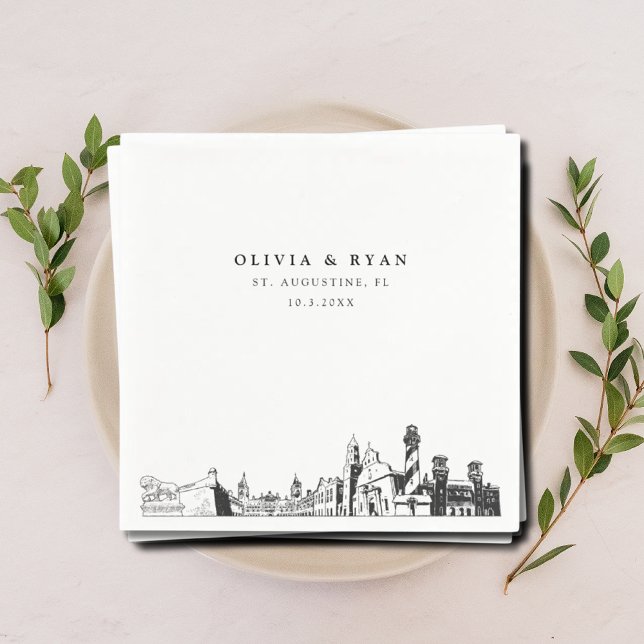 Servilleta De Papel Dallas Skyline Boda de papel Cocktail Napkin (Dallas wedding napkin)