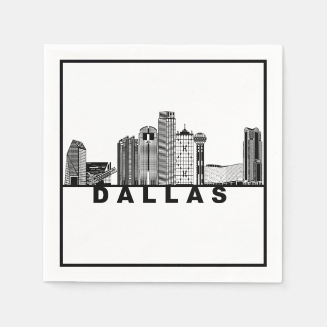 Servilleta De Papel Dallas Skyline Silhouette  (Anverso)