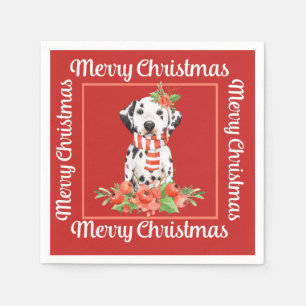 Servilleta De Papel Dalmatian Rojo Feliz Navidad