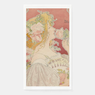 Servilleta De Papel Dama Art Nouveau Belle Époque Rosas Livemont