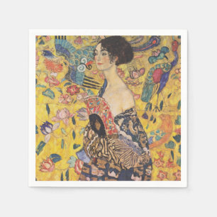 Servilleta De Papel Dama Art Nouveau Vintage con pintura de abanico
