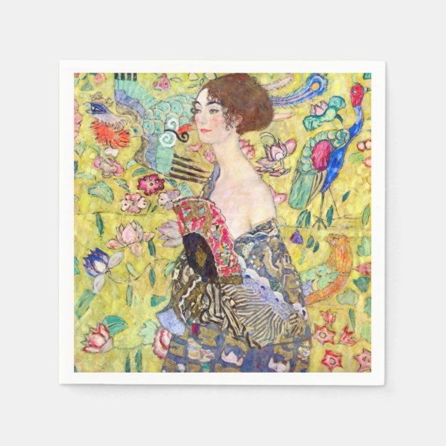 Servilleta De Papel Dama con pintura de ventilador (Anverso)