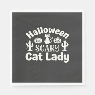 Servilleta De Papel Dama de Gatos Espeluznantes de Halloween_1