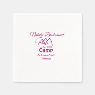 Servilleta De Papel Dama de honor de campamento rosa agregar nombre fe