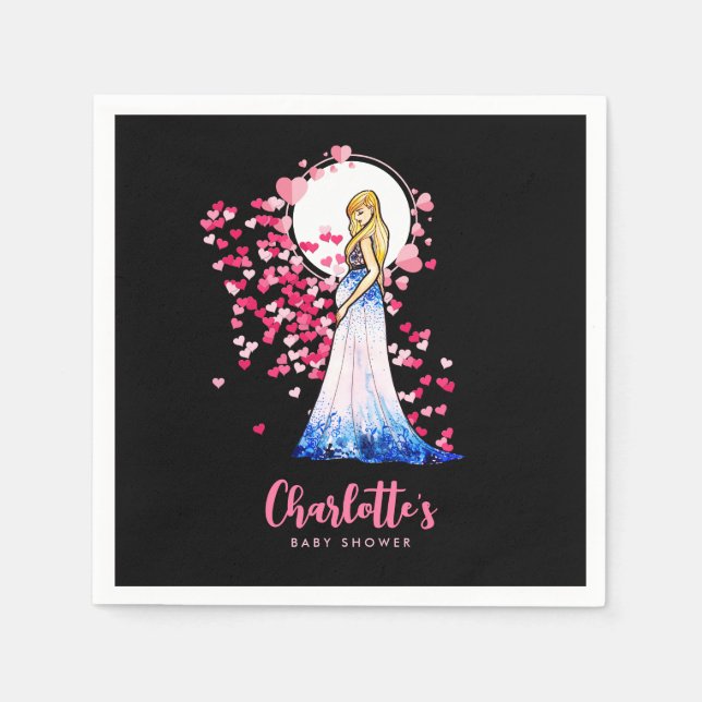 Servilleta De Papel Dama de la Baby Shower rubia con vestido largo de  (Anverso)