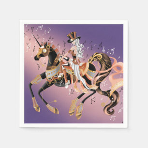 Servilleta De Papel Dama de Steampunk y caballo mecánico