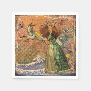 Servilleta De Papel Dama Renacentista Capricornio Fantasía Vintage Zod