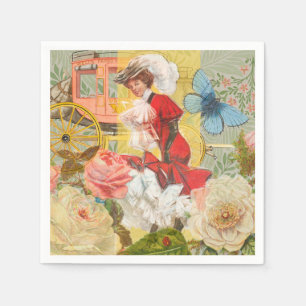 Servilleta De Papel Dama Victoriana Mujer Elegante Rica Ilustración Ro