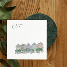 Servilleta De Papel Damas pintadas, cóctel Boda de San Francisco