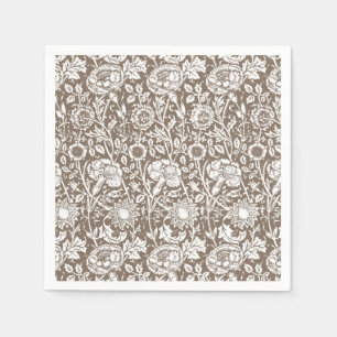 Servilleta De Papel Damascado de Clavel Art Nouveau, Beige y Blanco