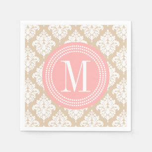 Servilleta De Papel Damasco beige de lino elegante personalizado