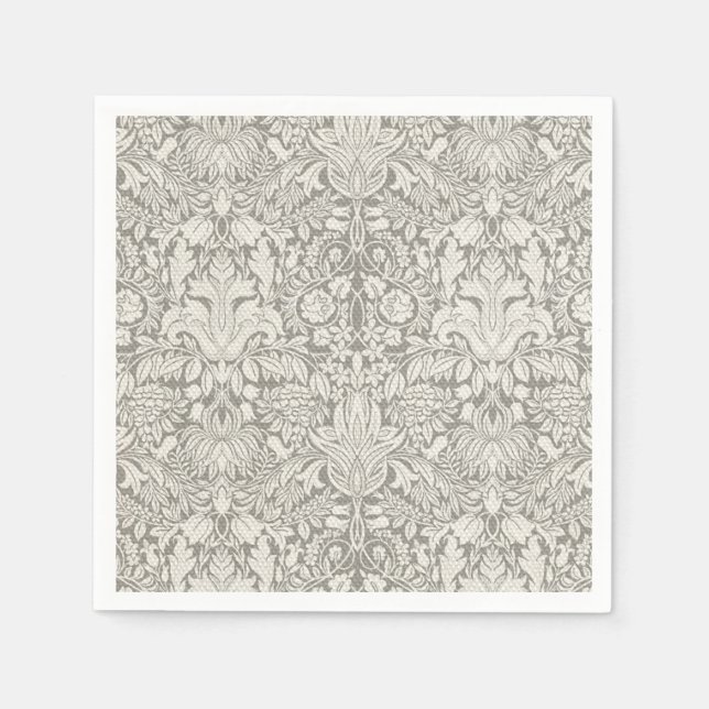 Servilleta De Papel Damasco Blanco Formal Discreto Tradicional (Anverso)