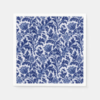 Damasco de botellas de William Morris, azul cobalt