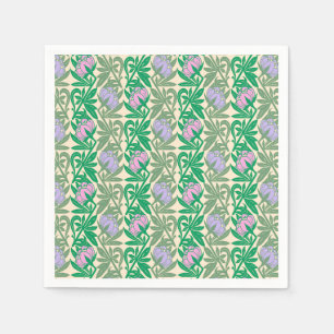 Servilleta De Papel Damasco de nenúfares rosa de estilo Art Nouveau