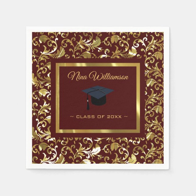 Servilleta De Papel Damasco De Oro Y Tapón (Anverso)