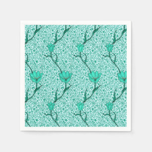 Servilleta De Papel Damasco de Tulipán Art Nouveau, Turquesa