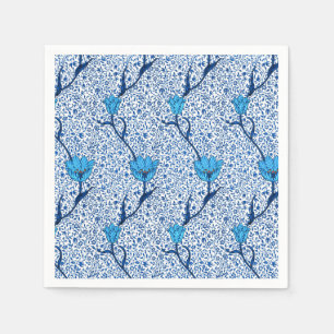 Servilleta De Papel Damasco de Tulipano Art Nouveau, azul cobalto