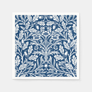 Servilleta De Papel Damasco floral de Art Nouveau, azul cobalto y blan