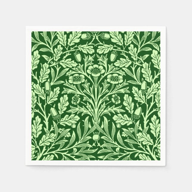 Servilleta De Papel Damasco floral de Art Nouveau, verde esmeralda (Anverso)