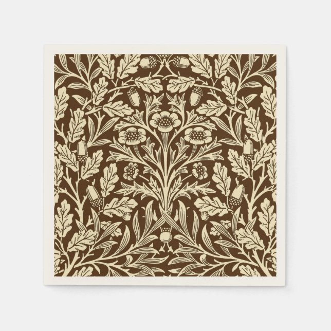 Servilleta De Papel Damasco floral de estilo Art Nouveau, marrón oscur (Anverso)