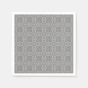 Servilleta De Papel Damask medieval Fleur-de-lis, gris plateado
