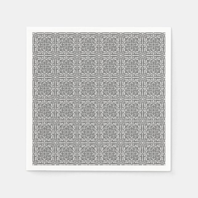 Servilleta De Papel Damask medieval Fleur-de-lis, gris plateado (Anverso)