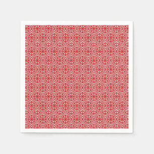 Servilleta De Papel Damask medieval Fleur-de-lis, rojo y blanco
