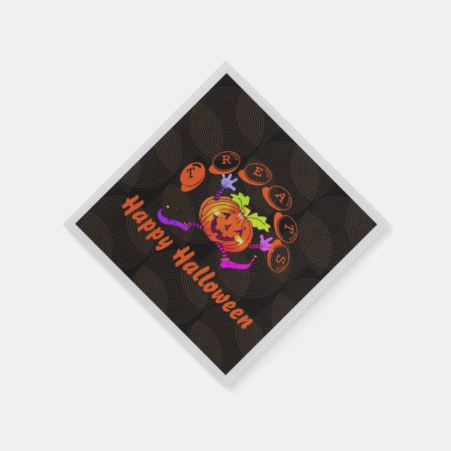 Servilleta De Papel Dancing Happy Pumpkin Halloween Tratos (Borde)