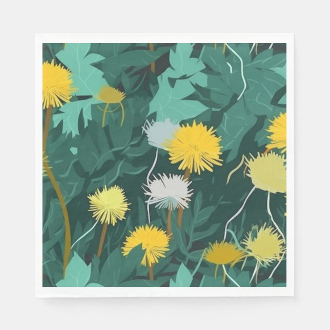 Servilleta De Papel Dandelions amarillo de verano (Anverso)