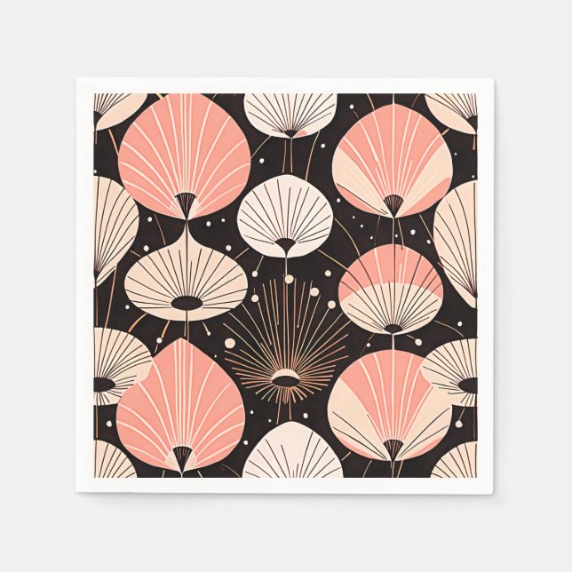 Servilleta De Papel Dandelions -Medio siglo- Diseño retro moderno (Anverso)