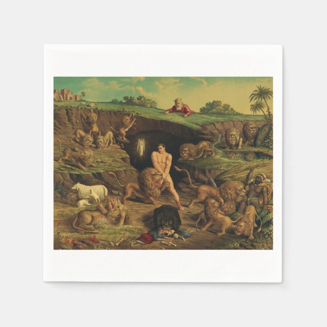 Servilleta De Papel Daniel en la guarida de los Leones (Anverso)