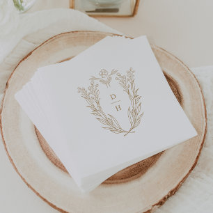 Servilleta De Papel DAPHNE Moda Blanca Floral Escudo Boda
