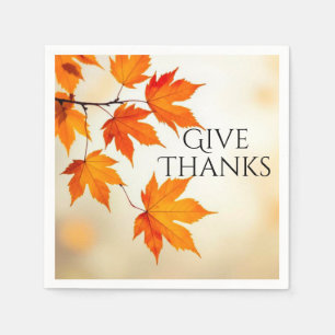 Servilleta De Papel Dar Gracias – Hojas de Otoño Minimalistas
